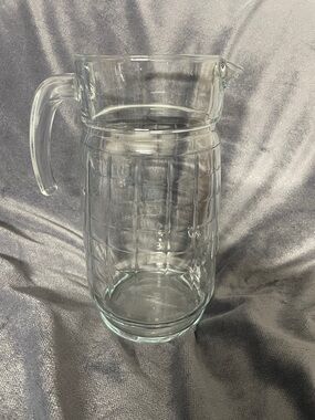 Pasabahce Glass Pitcher with Window Pane Cubic Design 64oz - Vintage